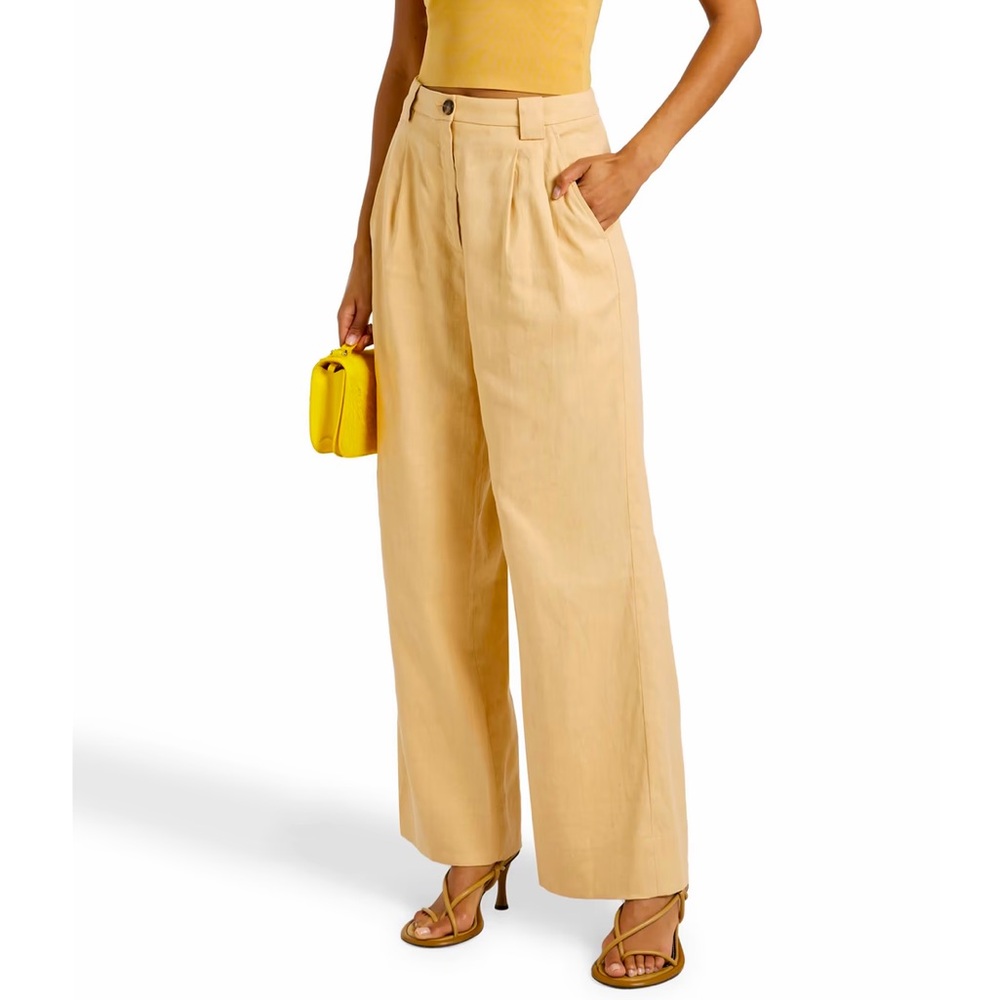 A.L.C. Women’s linen Tommy  wide leg trouser pleated pant size 4